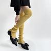 Japanese Ballet Styles Thigh High Leg Warmer Ribbed Knitted Split Buttons Over Knee Footless Socks for Fashionable Women