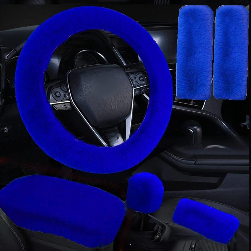 Capa de Volante de Pelúcia Imitação de Pelo de Coelho Elástica Inverno Quente Antiderrapante Capa de Manopla Unissex