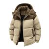 Herren Cord Zweifarbig Kapuzenwattierte Jacke Winter Lässig Locker Geschnittener Mantel