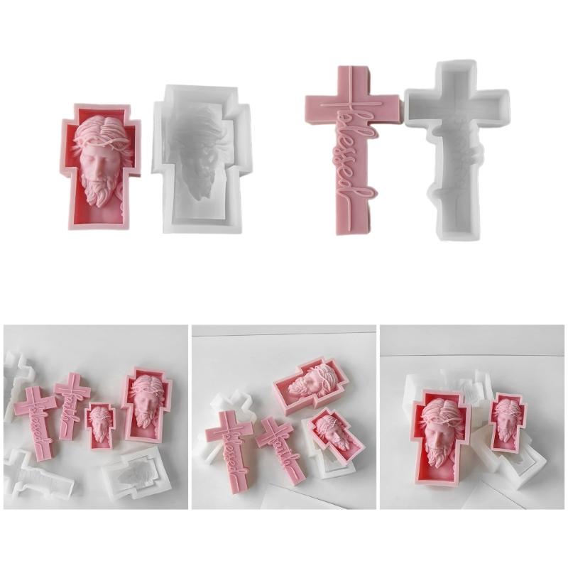 Stampo in Silicone Statua Croci 3D Scultura Busto Unico Stampo Candela Stampo Resina Gesso Ornamento Regalo Fatto a Mano per Artigianato