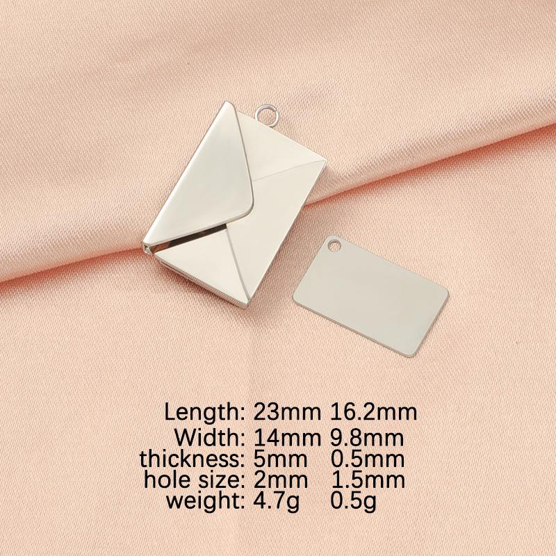 Mirror Polished Titanium Steel Engravable Envelope Pendant Jewelry Accessory