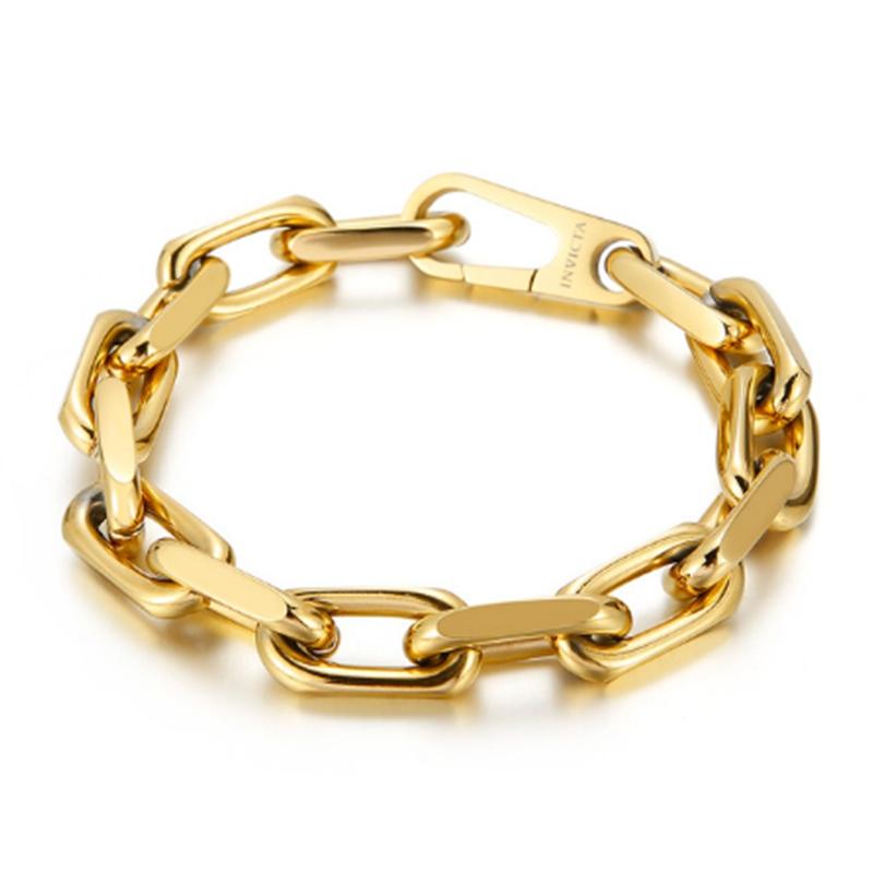 Metal Shiny Bracelet Chunky Chain Stainless Steel Bracelets for Men Lock Charm Thick Rectangular Link Bracelet Hand Jewelry