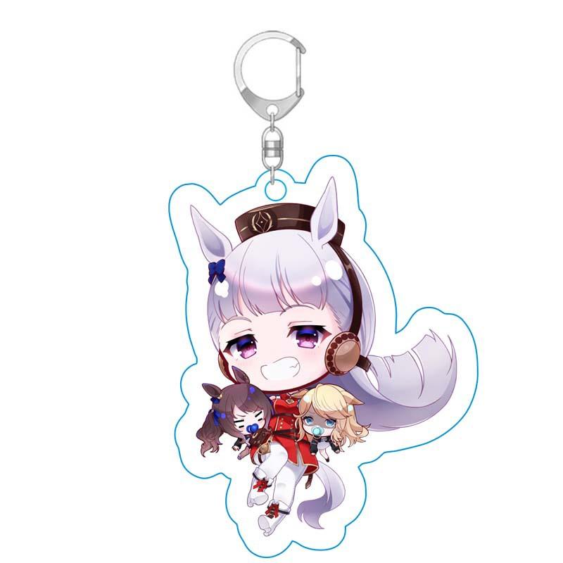 Schattige 6CM Mooie Derby Anime Figuren Agnes Tachyon Mejiro McQueen Narita Taishin Cosplay Acryl Sleutelhangers Fans Verjaardagscadeaus 6 cm white