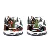 LED Light Christmas Village Scene with Santa/Tree Musical Lighted Christmas Collection Figurines for Home Decors