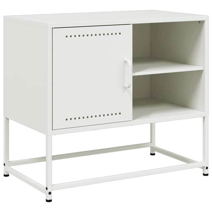 VidaXL Meuble TV blanc 68x39x60,5 cm acier, support TV, buffet TV, meuble multimédia, banc TV, armoire hifi, centre de 846523