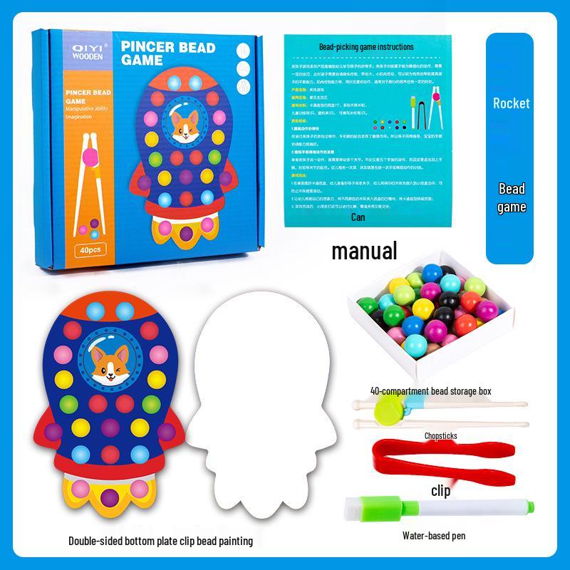 

Детская деревянная игрушка для рисования бусинами и распознавания цветов