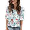 Shirts For Women Trendy Round Neck Button T Shirts Printed  Blouse Half Sleeve Tops For Women
