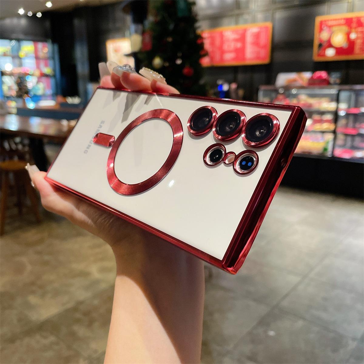 

Samsung A17 Electroplated Mobile Phone Case S25ultra Transparent Magnetic S24u Lens Film A56 Full S23U Galaxy S25