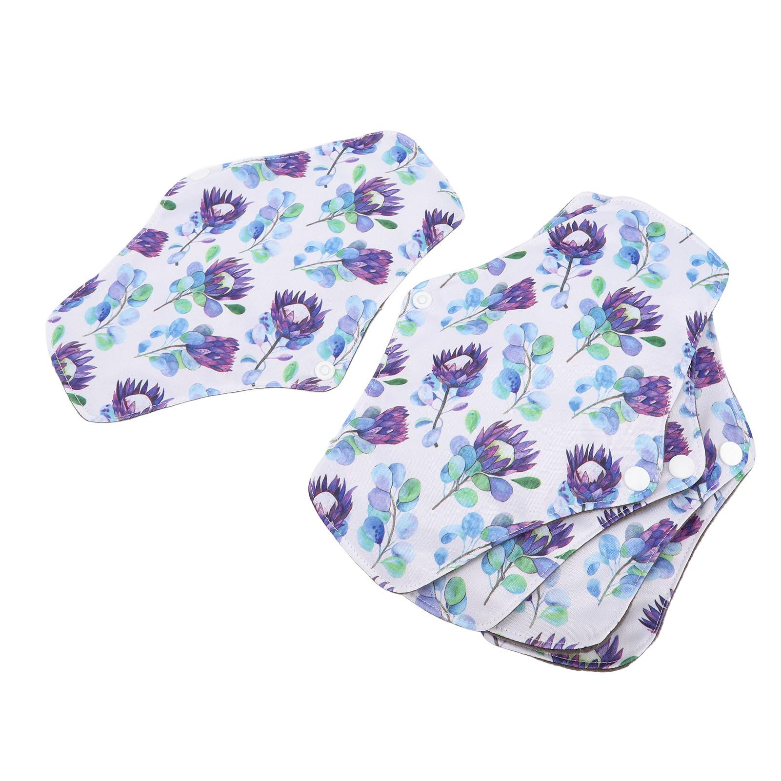 

5 шт. бамбуковые угольные менструальные прокладки супер впитывающие цветочные принтованные многоразовые гигиенические прокладки для