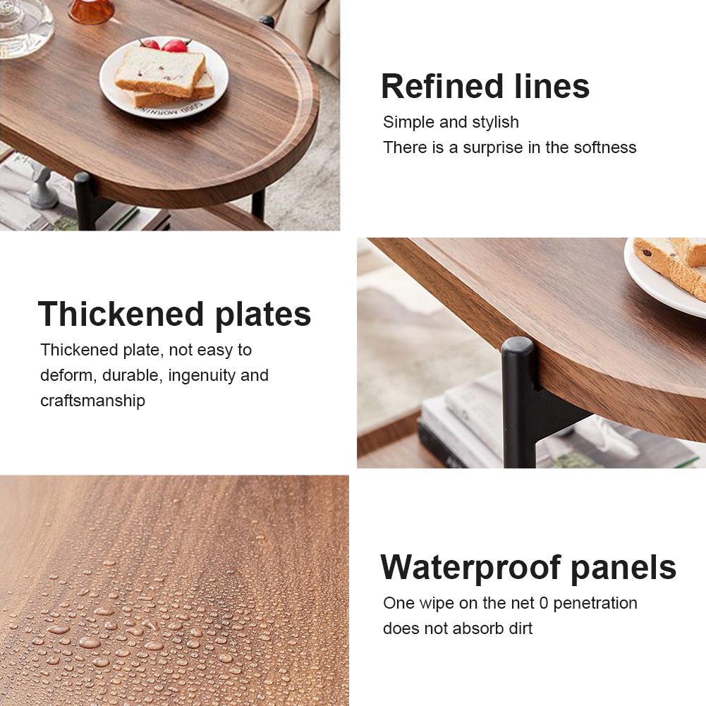 Movable Small Table Walnut Wood Nordic Corner Table with Wheels Large Capacity Cart Side Rack for Reading Book Tea Vase 60x40x66