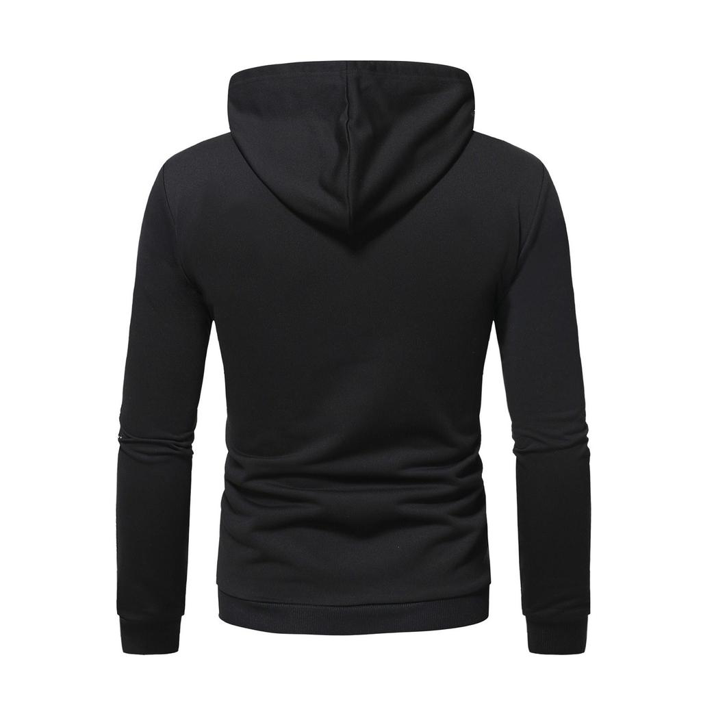 Men's Fashion Splicing Long Sleeve Casual Hooded Pullover Jacket Top Blouse