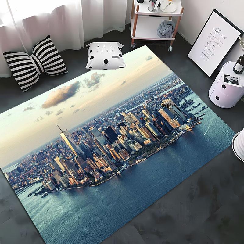 HD Printing New York City Theme Area Rug,Rugs Living Room Tapete for Bedroom Sofa Kitchen Doormat Decor,Kids Non-slip Floor Mat