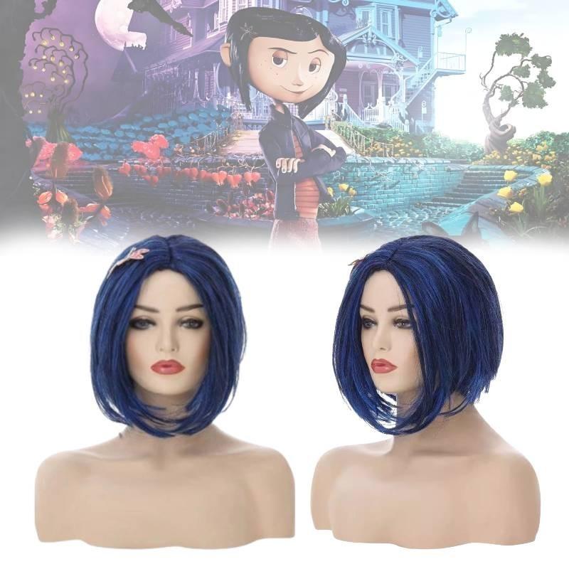 Stunning Deep Blue Cosplay Wig For Halloween Ghost Mom Caroline Style Perfect For Parties