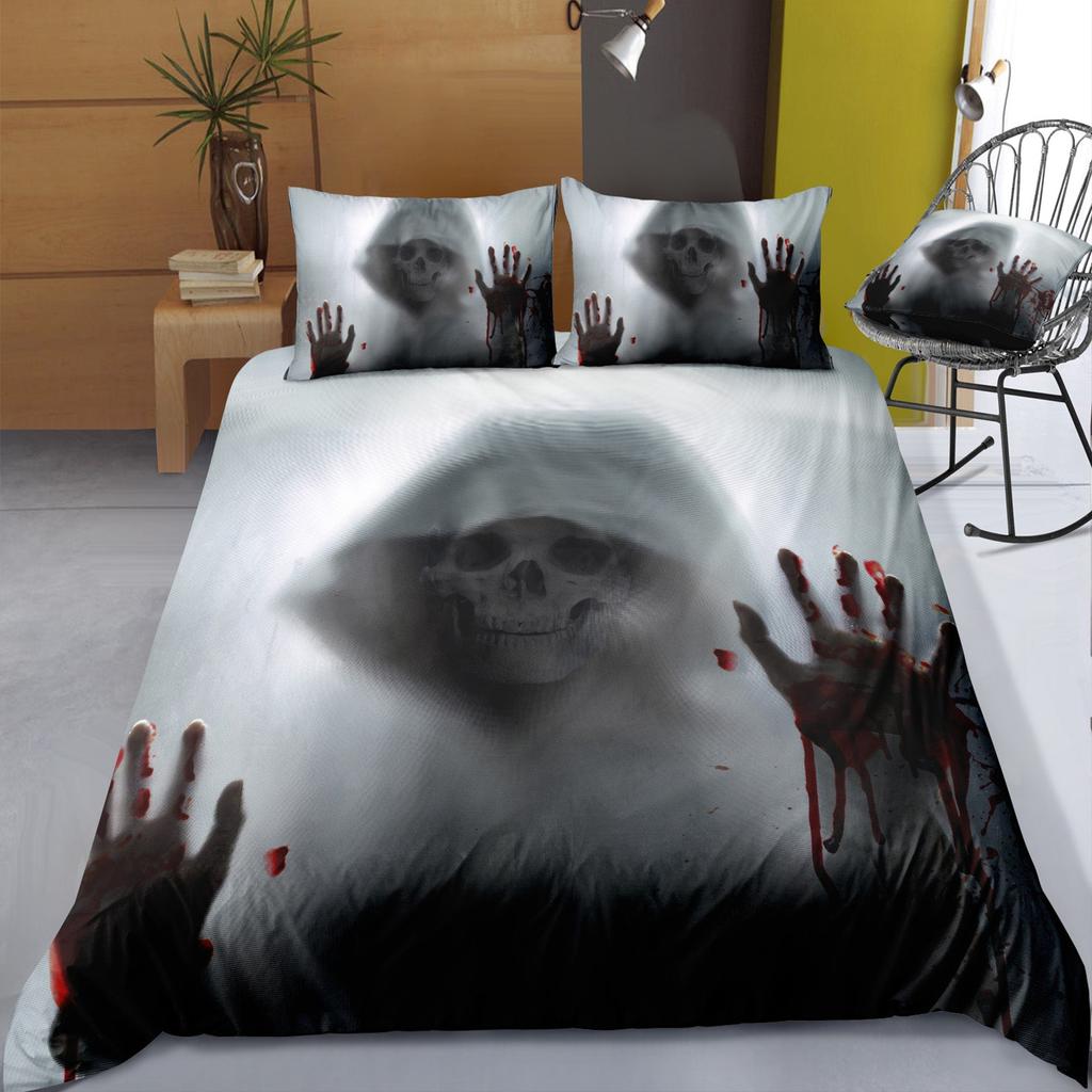 Scary Horror Movie Duvet Cover Set Dark Terror Killer Bloody Bedding Set Horrible Halloween Quilt Cover Single/Double/King Size
