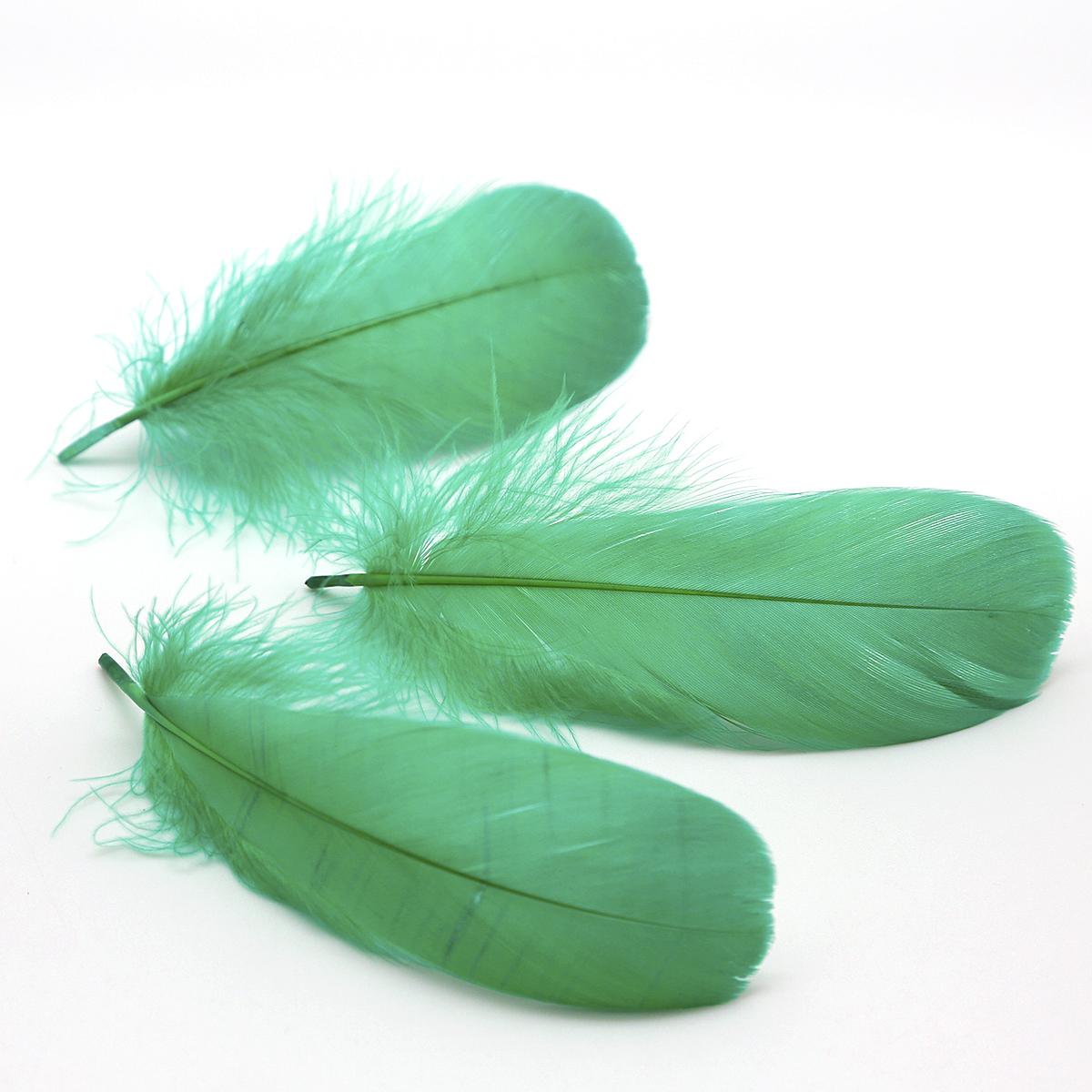 

50 шт./лот, натуральные перья 8-13 см, маленькие плавающие гусиные перья, разноцветные перья, шлейф для украшения, шлейфы для рукоделия зелёный