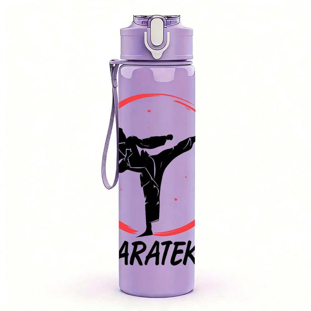 1PC Karate Fighter Silhouette 750ml Color Plastic Sports Water Bottle Leakproof Flip Straw Lid Suitable for Sports Office Home Use
