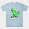 Men Black Print T-shirt T-Rexicorn No-Cut Transfer Paper Print Cotton Tshirt