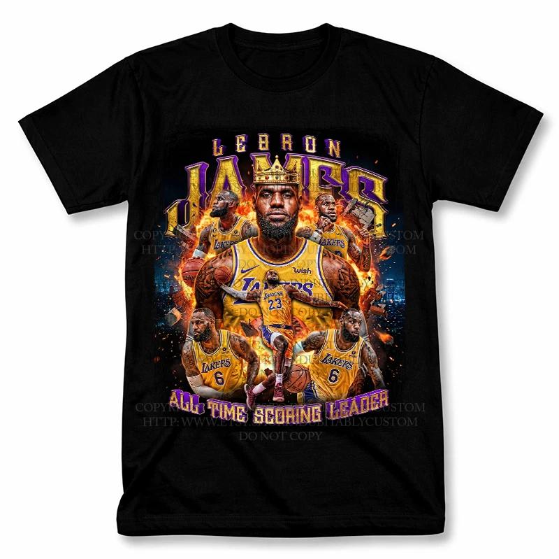 Футболка с принтом Леброна Джеймса Футболка с графикой Lakers В винтажном стиле Футболка для фаната баскетбола XL