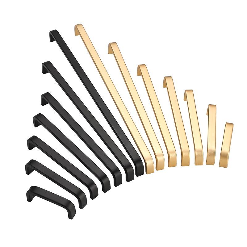 Modern Minimalist Pulls Cupboard Dressers Black Gold Silver Cabinet Door Handles Closet Drawer Knobs Kitchen Furniture Hardw