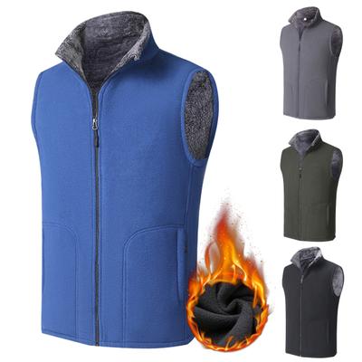 Herren-Winterweste, ärmellos, Stehkragen, einfarbig, Fleece, dick, warm halten, Übergröße, Nackenschutz, Winterweste für den täglichen Gebrauch