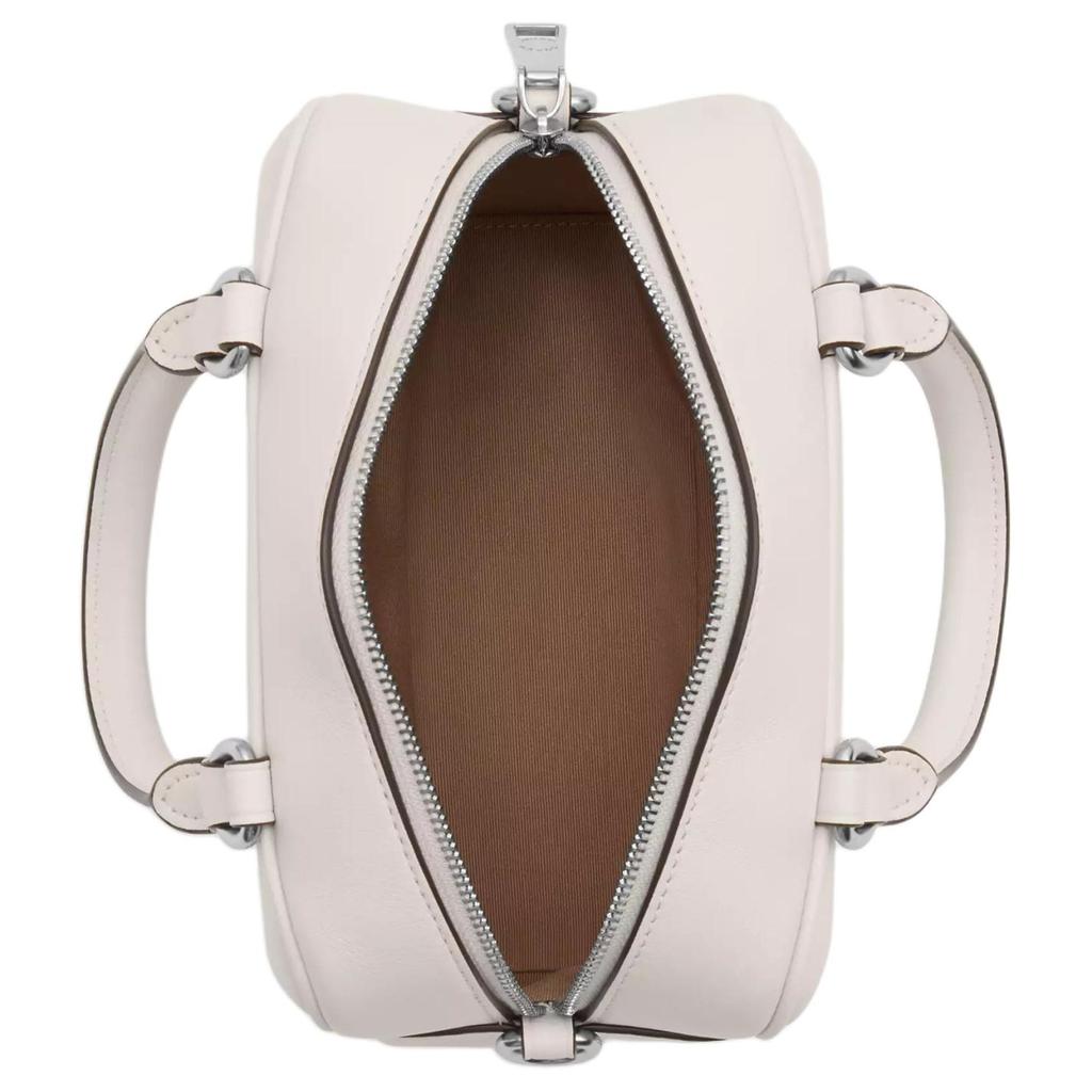 Coach Satchel 19 Letter Logo Zipper Closure Smooth Leather Bowling Bag Shoulder Crossbody Handbag Medium Women Handbags Silver White CT776-SVHA