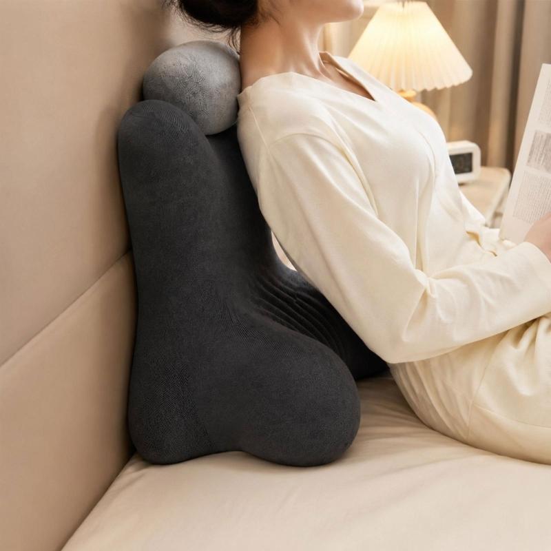 Reading Pillow for Sitting Rest, Supportive Backrest with Side , Detachable Headrest and Side Pockets Use