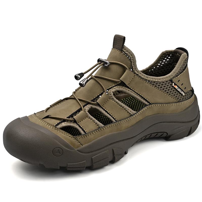 Fashion 2025 New Summer Casual Shoes for Men Handmade Men's Leather Sandals Lightweight Stylish Beach Flats Outdoor Wading Aqua Shoes