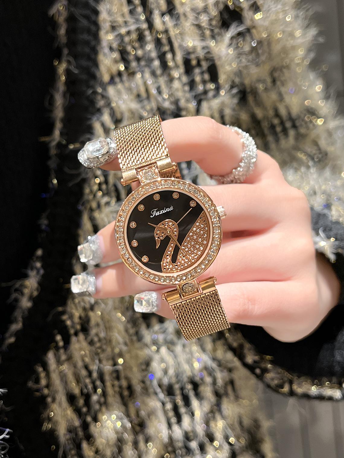 

Красовые часы с бриллиантами для леди - идеальный подарок для девушки Yes чёрный