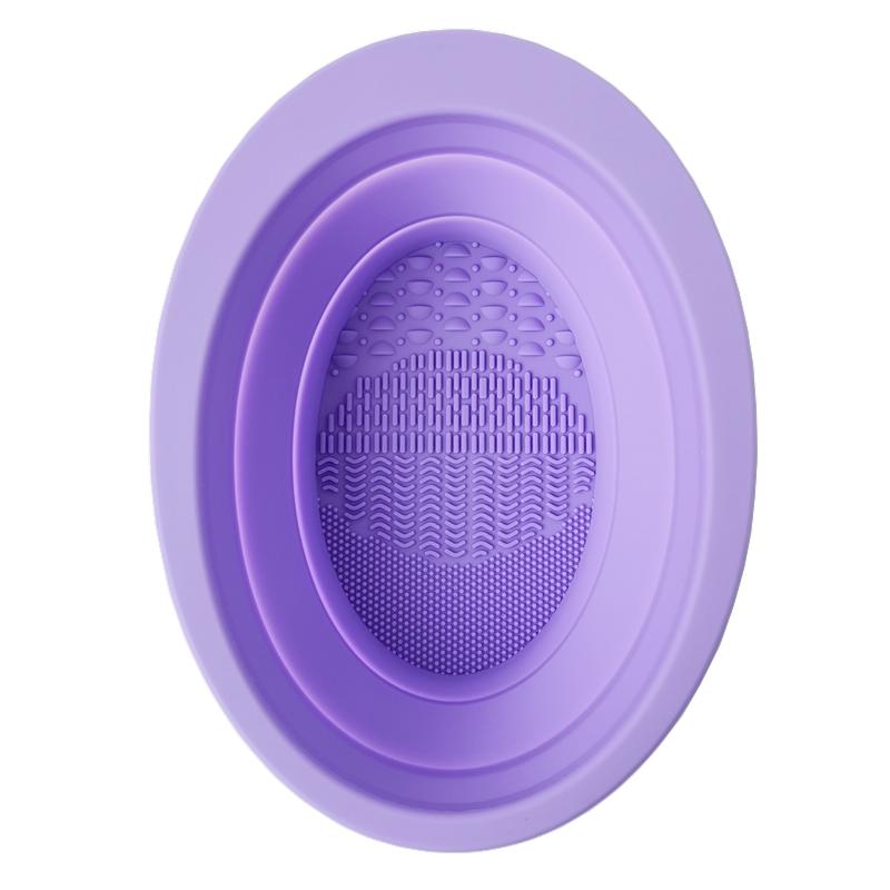Silicone Folding Foldable Cosmetic Makeup Brush Cleaning Bowl Cleaner Scrubber Washing Tool for Makeup Brush Sponge Powder Puff розовый