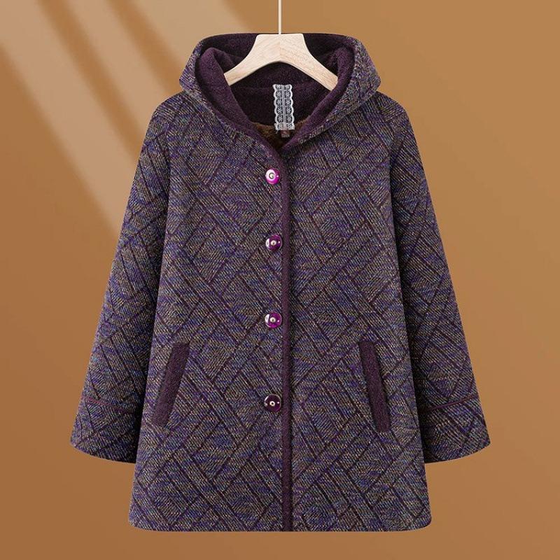 Middle-aged and old high-end hooded coat autumn and winter medium and long women's clothing new mother winter clothing thickened warm top coat