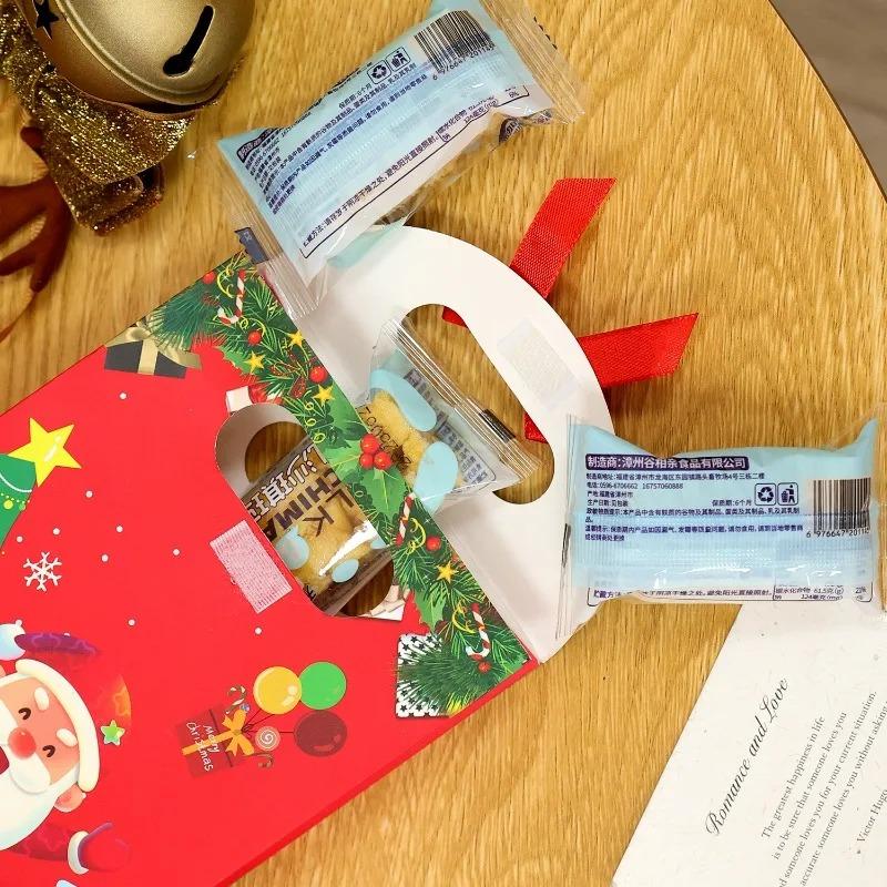 Christmas Paper Bags with Handles Holiday Kraft Gift Tote Bags Assorted Santa Claus Designs for Kids Xmas Candy Goodie Bags Wrap