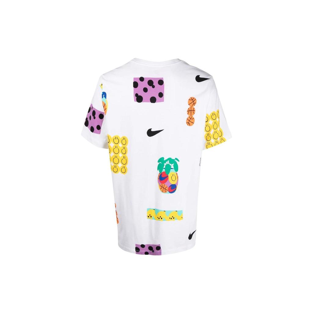 Nike Swoosh Logo Print Crew Neck T-Shirt Men Tops White DQ1014-100