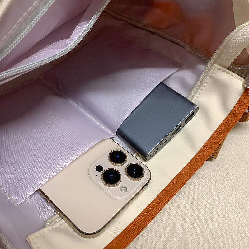 College Style Schoolbag Women's Contrast Backpack Large Capacity Tote Bag Multi-Use Crossbody Bag