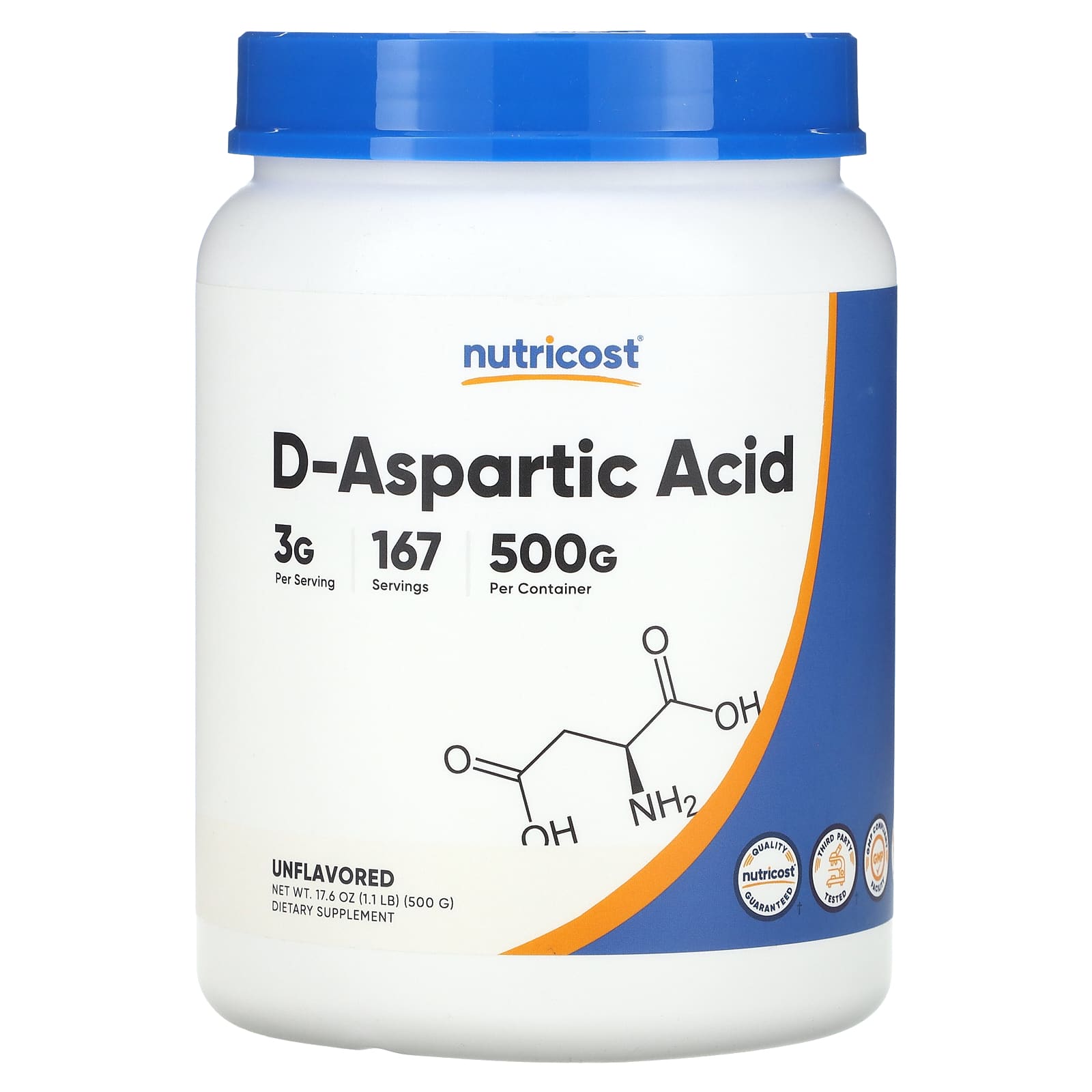 

D-Aspartic Acid, Unflavored, 500G (1.1Lb)