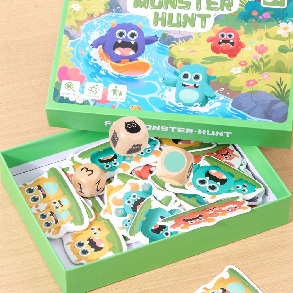 Monster Capture Board Game Montessori Wooden Paper For Children Thinking Clearance Game Parent-Child Interactive Educational Toy