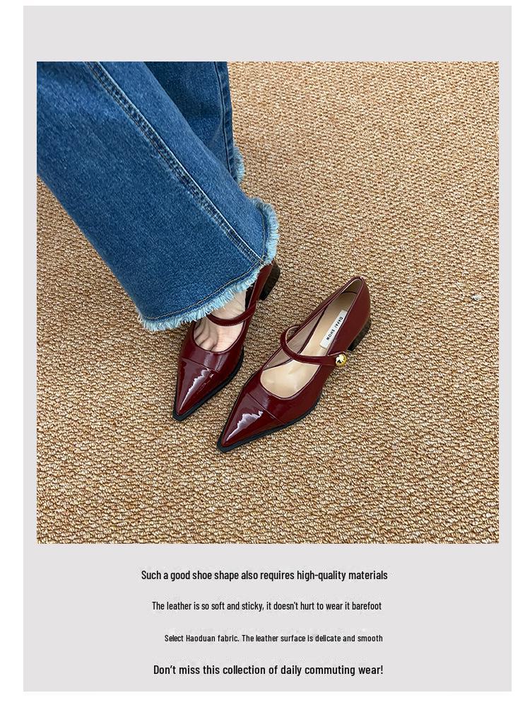 2024 Spring French Retro Pointed Toe Medium High Heels for Women