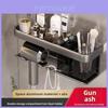Plastic Aluminum Wall Mount Hair Dryer Holder With No Drill Design For Bathroom Organization
