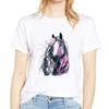 Colorful Horse Print Women T-Shirt Funny Short Sleeve Cute Print Casual Womens Tee Tshirt 90S Clothes Graphic Ladies T-Shirt