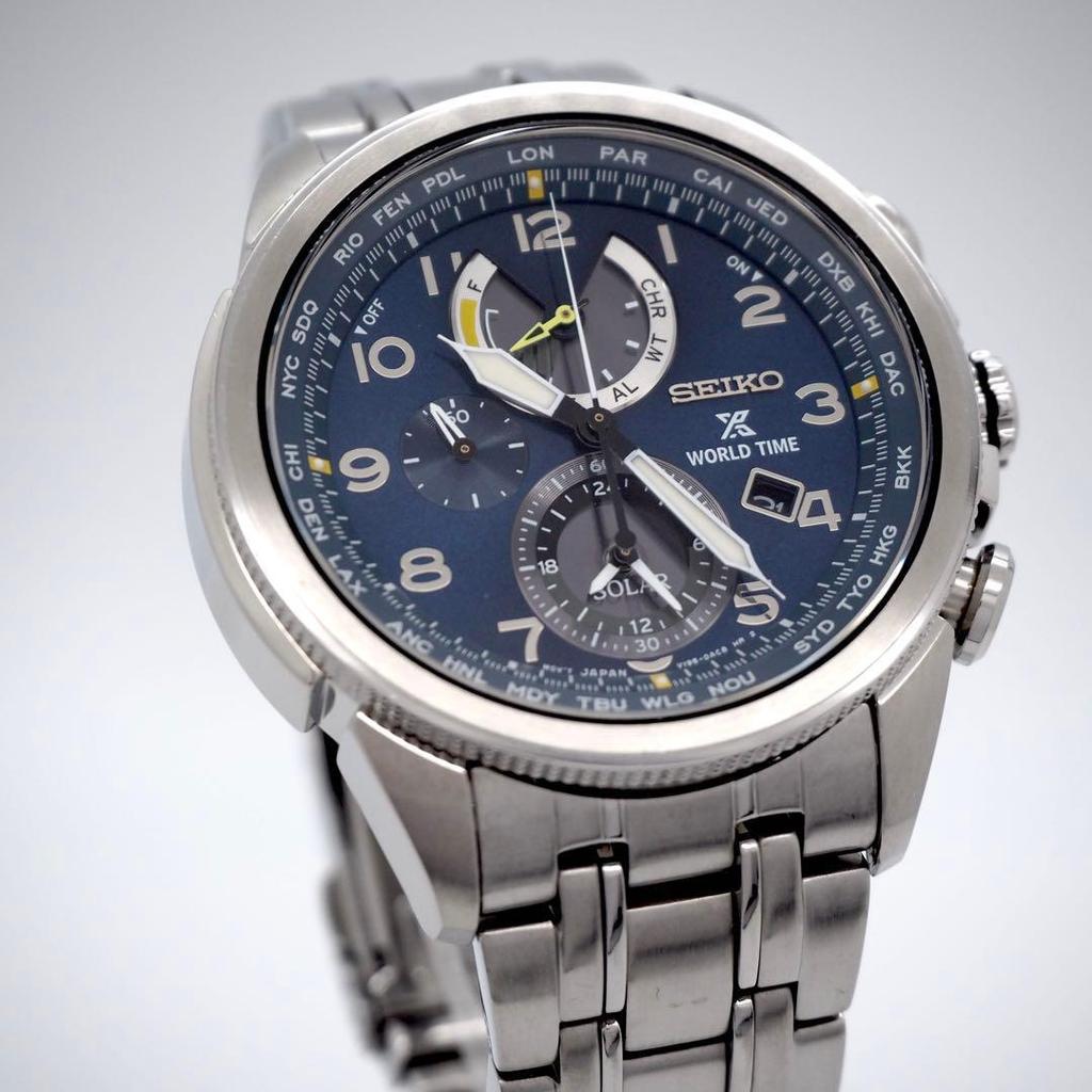 [USED]SEIKO Prospex SSC507 V195-0AD0 Solar World Time Blue Dial Men’s Watch 43mm