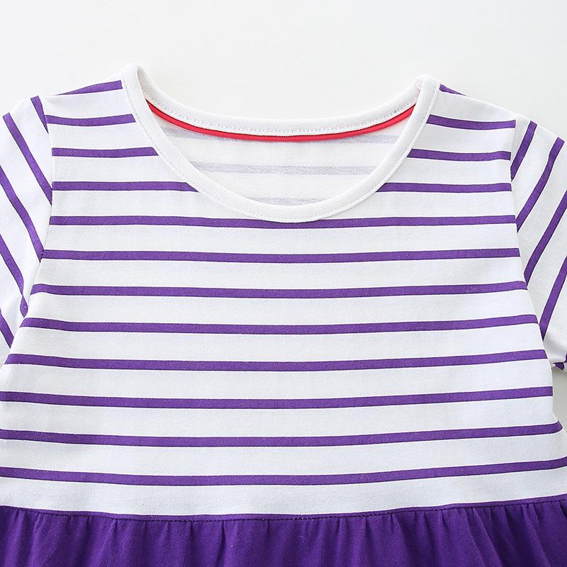 Girls Princess Dress Summer Striped Girls Short Sleeve Dress Fashion Embroidered Children's Dress
