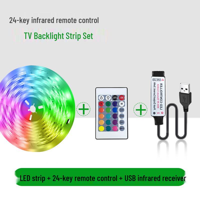 In-Stock 5V RGB Ambient Light Strip with Bluetooth App Control, 5050 Seven-Color, 30 Beads USB TV Background.