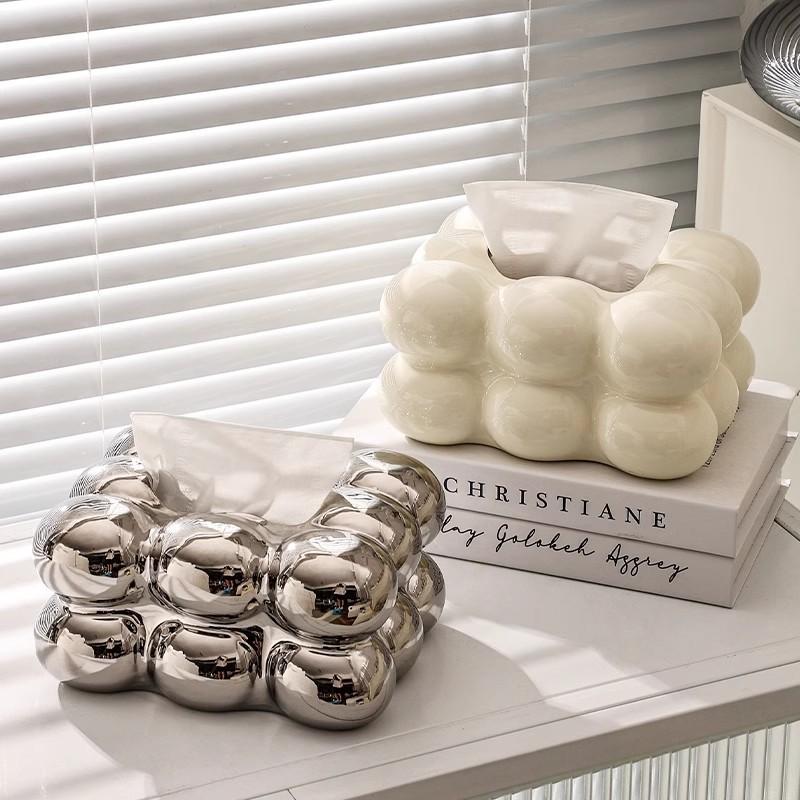 Bubble Shaped Tissue Box Modern Artistic Tissue Holder for Home Decor High End Dining Table Ceramics Affordable Luxury
