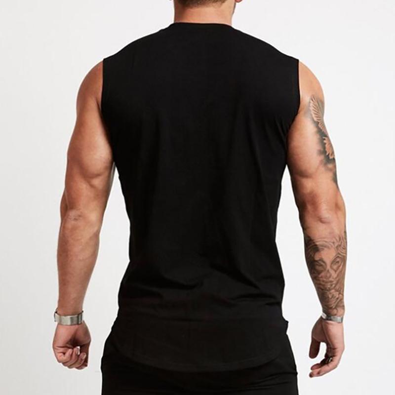 Muscleguys Running Vests Summer Mens Sports Fitness Shirt Cotton Round Neck Sleeveless T-Shirt Jogger Gym Bodybuilding Training Tank Tops