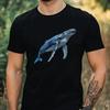 T-Shirt Men Watercolor Humpback Whale Motif Cotton Size XS To 5XL