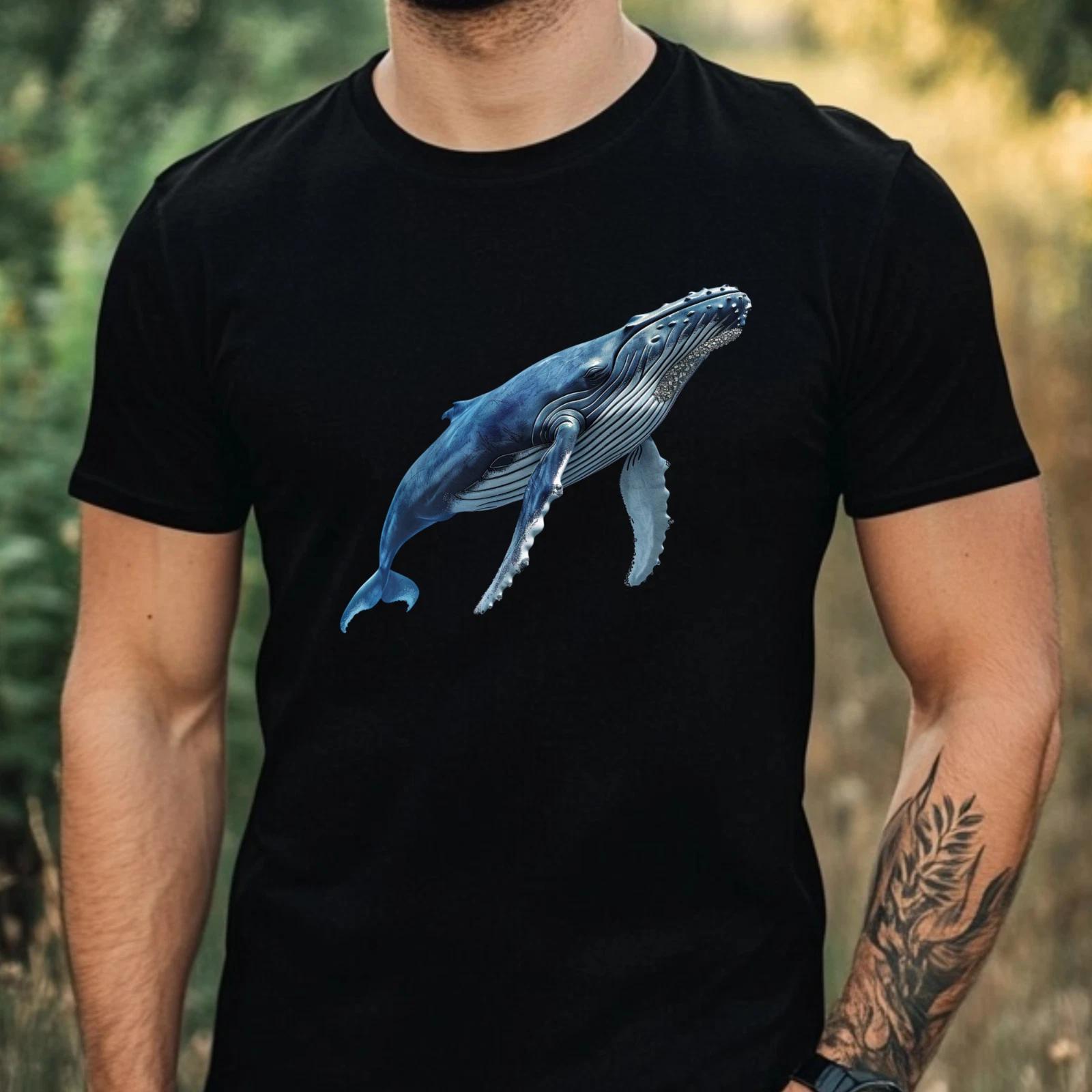 T-Shirt Herren Aquarell Buckelwal Motiv Baumwolle Größe XS bis 5XL XL