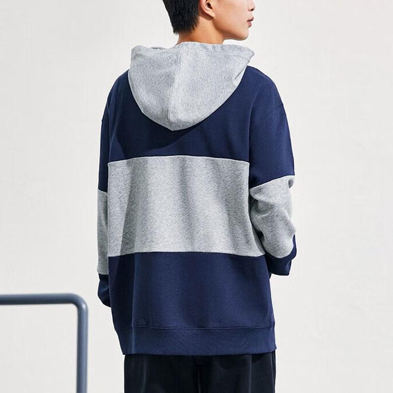 Anta Color Block Striped Letter Print Hoodie Unisex Hoodies Deep-Navy 152338702-2