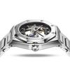 OLEVS Luxury Octagonal Skeleton Automatic Watch for Men Stainless Steel Band Hollow Mechanical Sport Self-winding Male Clock