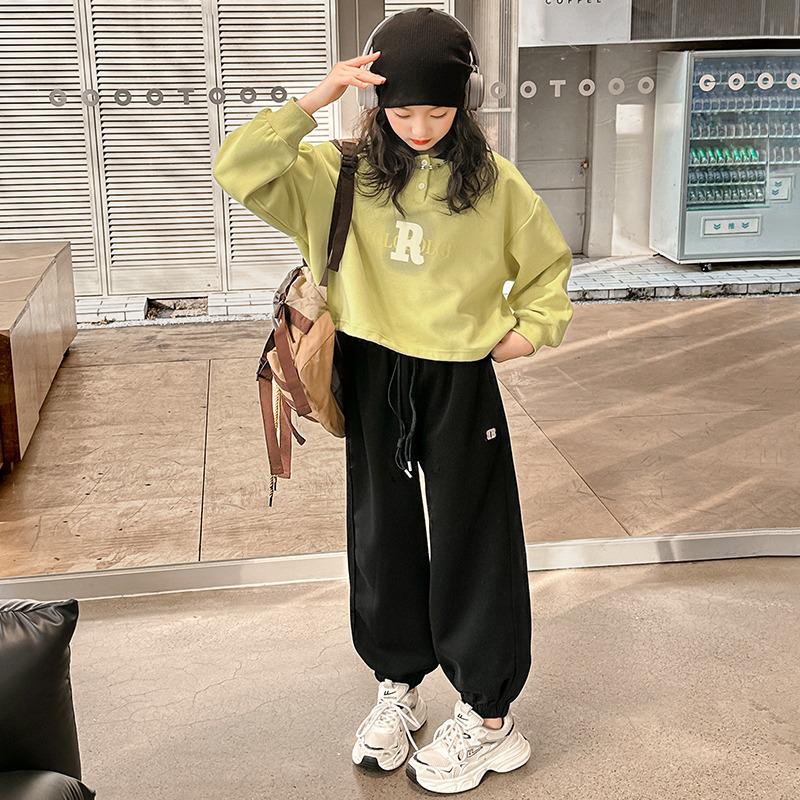 Girls' Spring/Autumn 2025 Casual Loose Drawstring Sports Sweatpants