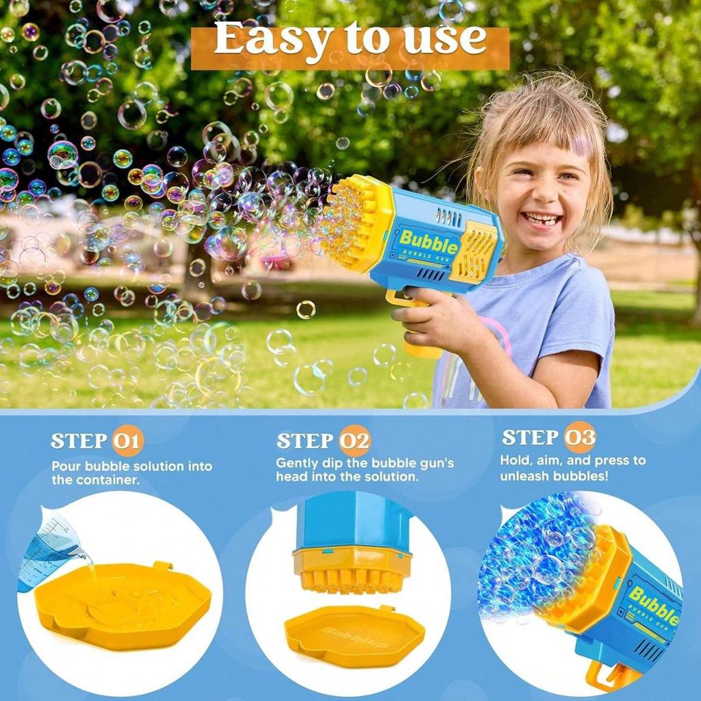 Children's Bubble Gun, Electric Bubble Machine Gun Toy, Suitable For Children Over 3 Years Old, Party Gift, Summer Toy, Battery And Liquid Free