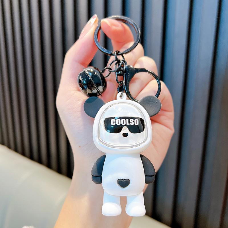 Cute Light Bulb Bear Key Chain Couple Bag Pendant Car Keyrings Children Schoolbag Gift